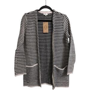 NWT Mason & Belle Black White Striped Long Sleeves Cardigan Size S